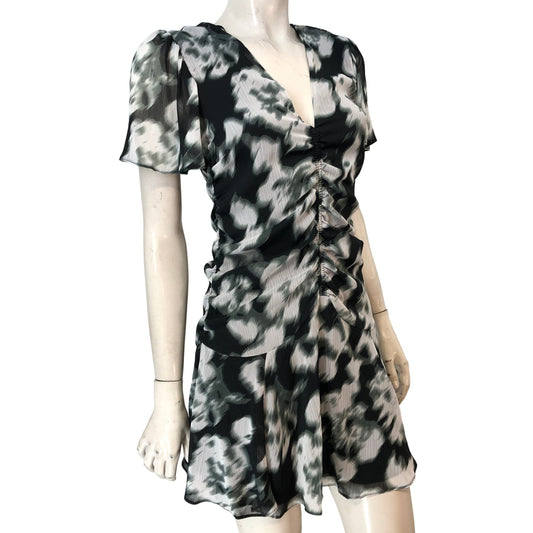 River Island Smarten To Go Dress UK6 Women's Floral Short Sleeve Black Green