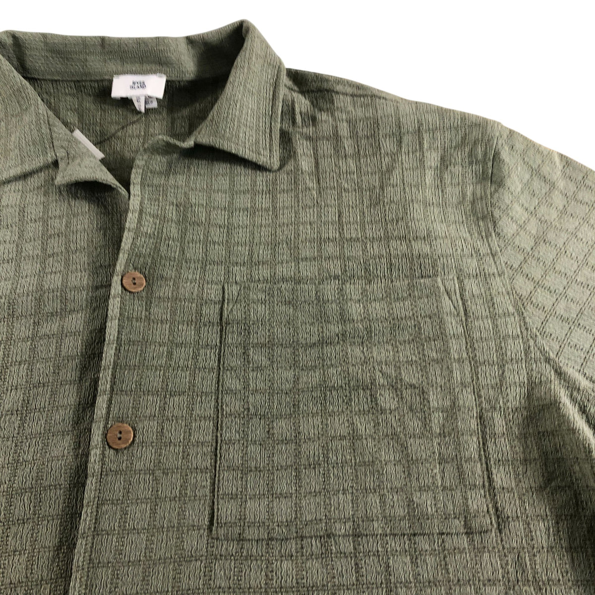 RIVER ISLAND Men's Casual Shirt Green Short Sleeve Textured Size Small