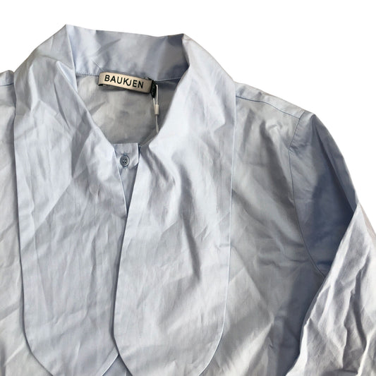 Baukjen Kai Organic Cotton Tie Neck Shirt Ice Blue Size 10