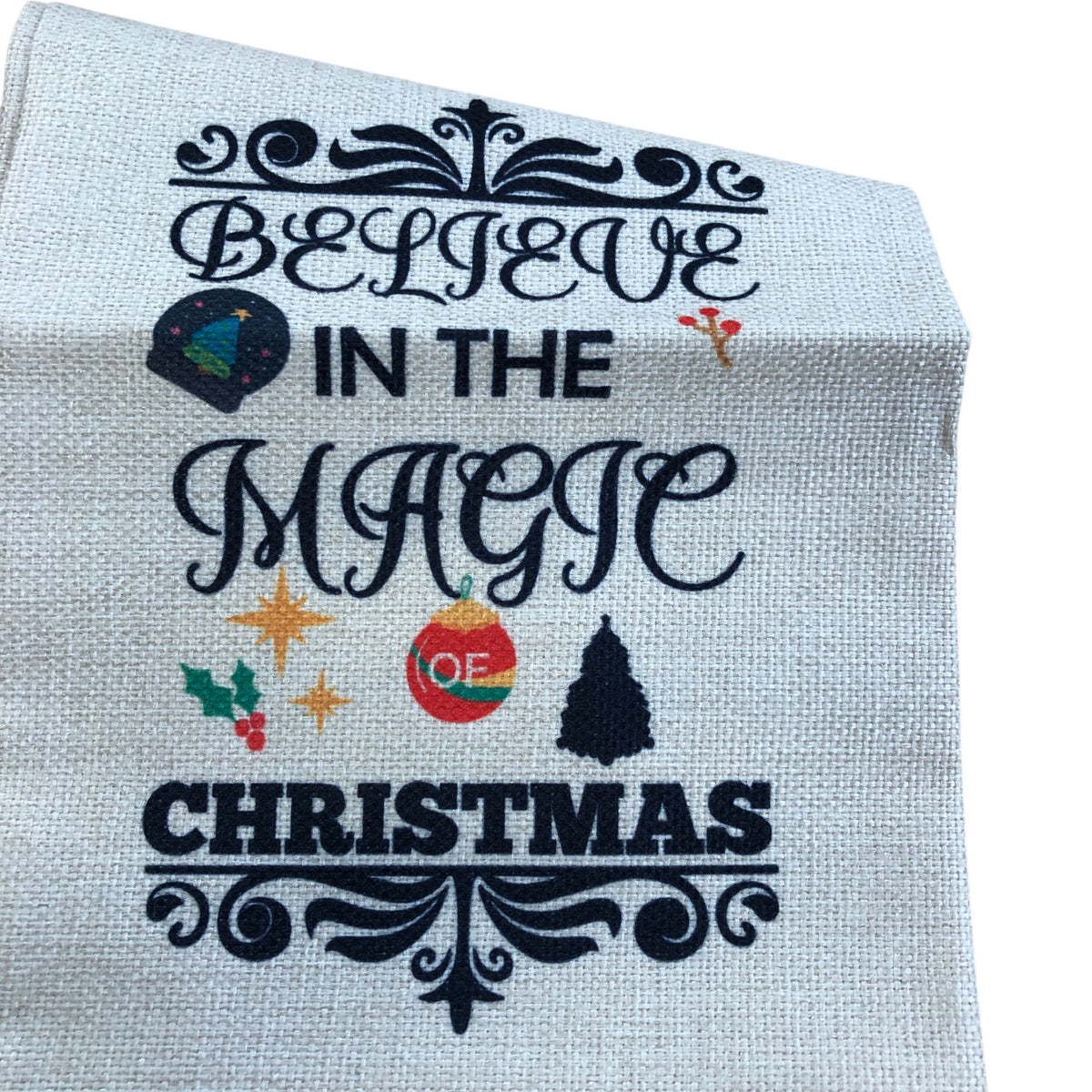 Christmas Wine Gift Bag Burlap 'Believe In The Magic Of Christmas'