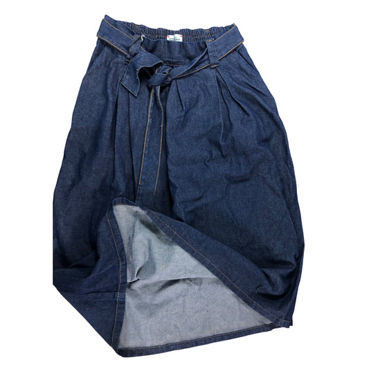 River Island Denim Maxi Skirt UK 14 Women's Casual Dark Blue Cotton Blend