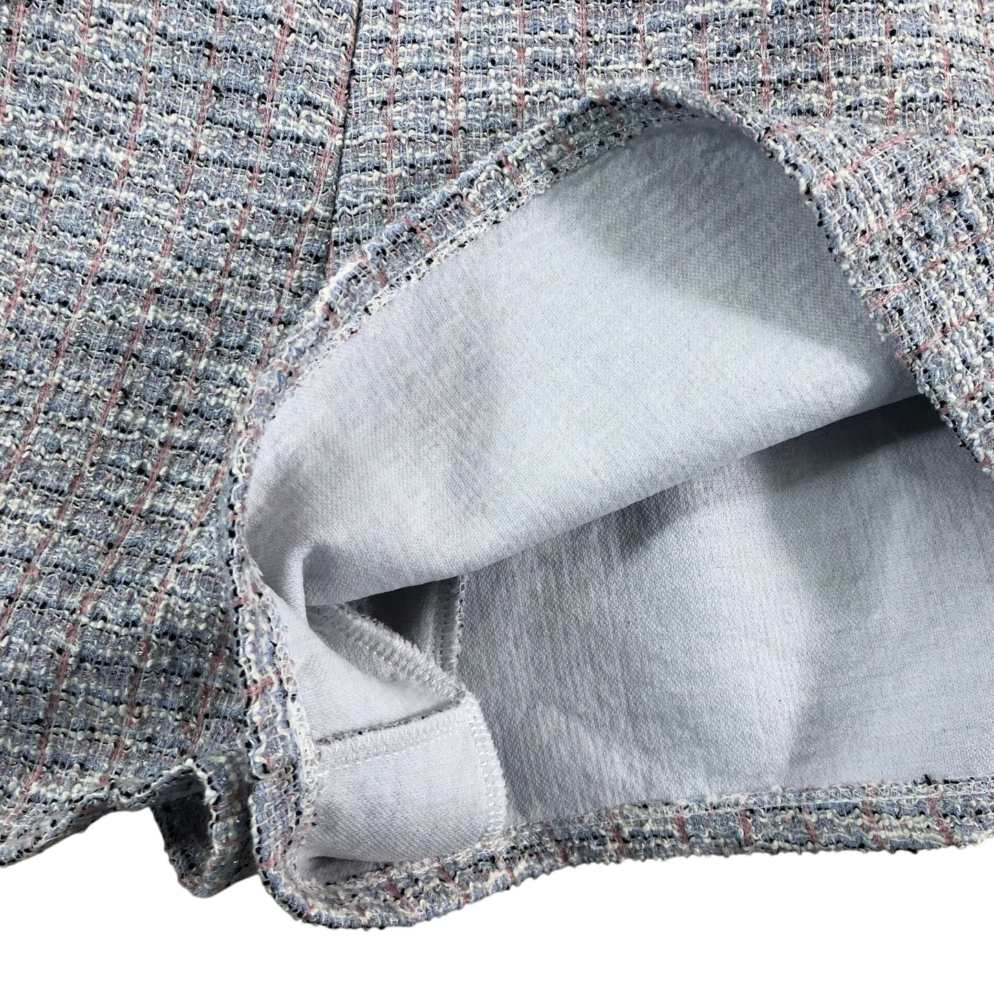 River Island Skirt UK 12 Women's Light Purple Tweed Knee Length With Buttons