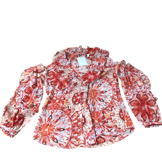 Branded Floral Print Blouse Women's Lightweight Polyester Long Sleeve UK8