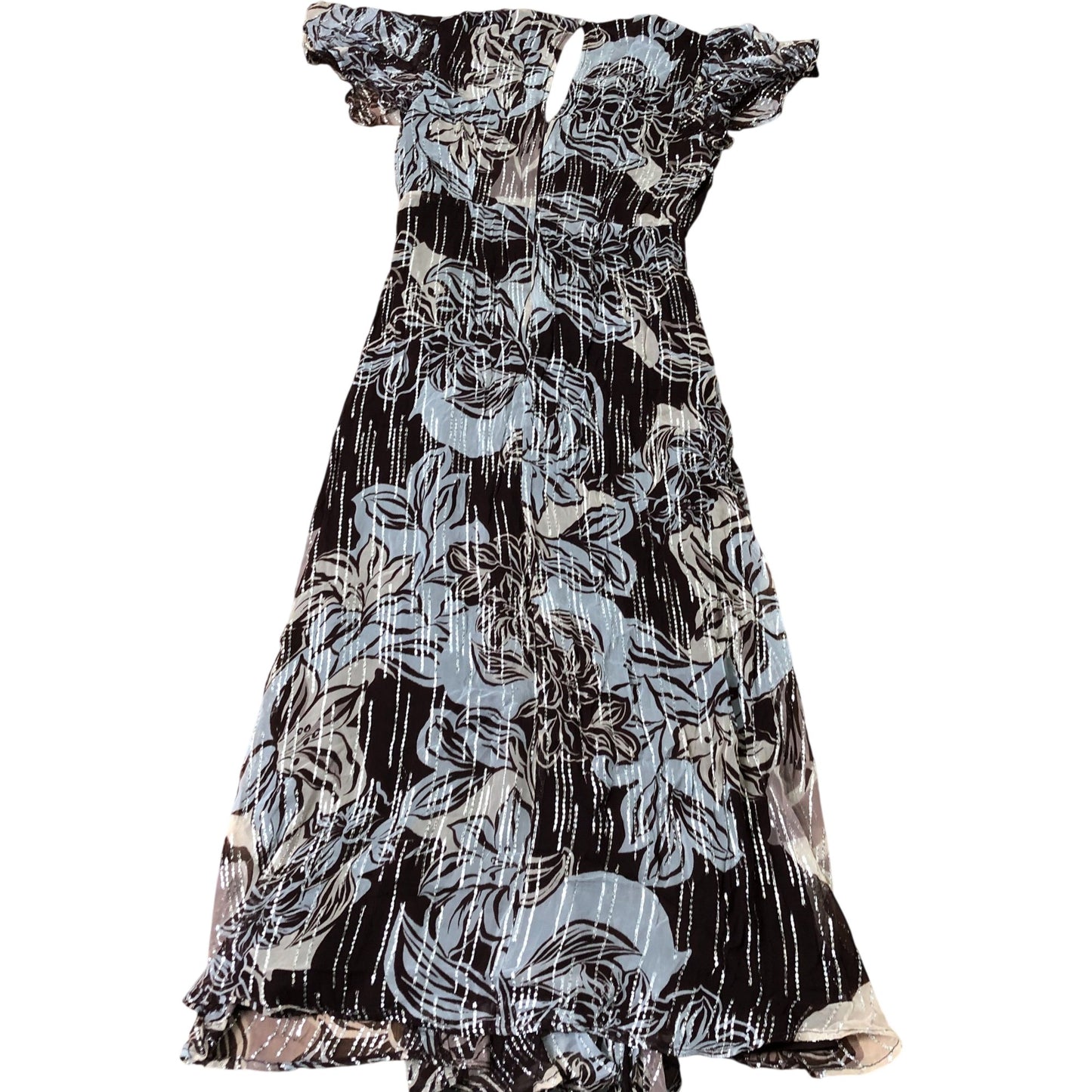Brown Floral Print Maxi Dress Size 12