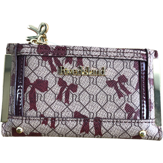 River Island Coin Purse Bow Pattern Beige/Red