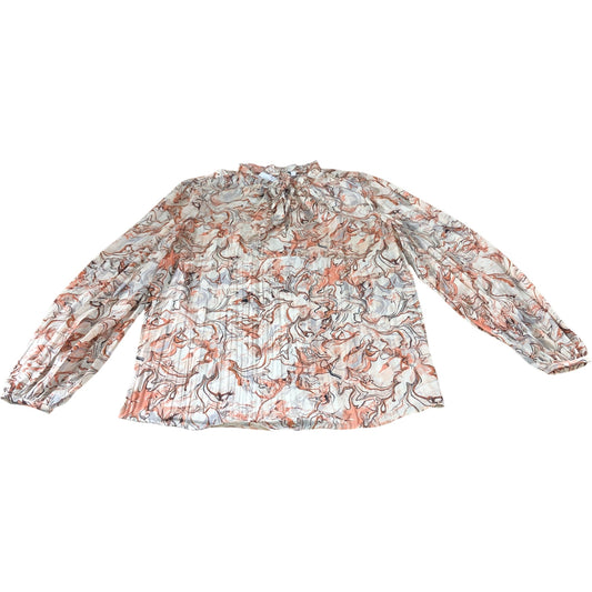 Branded Marble Print Tie Neck Blouse - Size 6