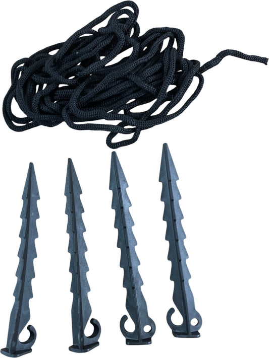 Ground Anchors Set With Rope Durable Heavy Duty Tent Pegs Black Camping Gear