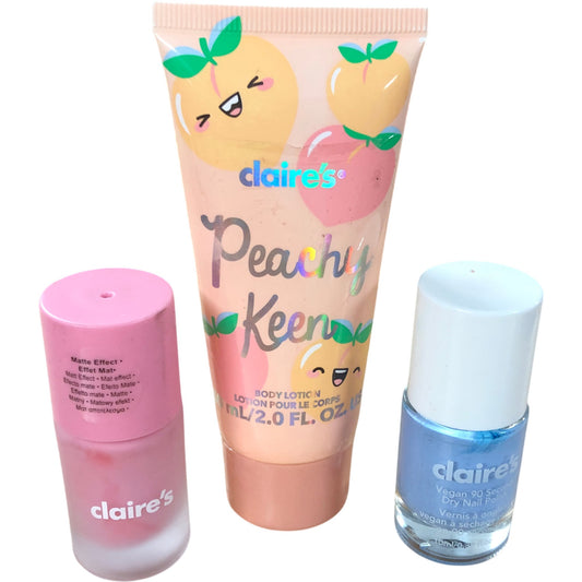 Claire's Peachy Keen Body Lotion 60ml Vegan Nail Polish Pink Matte Effect Set
