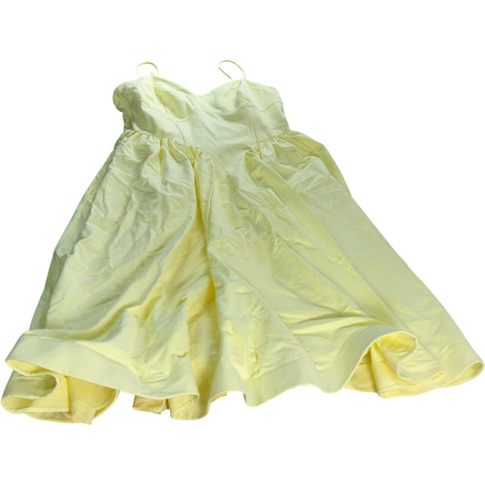 River Island Butter Yellow Volume Corset Detail Midi Dress - Size 18