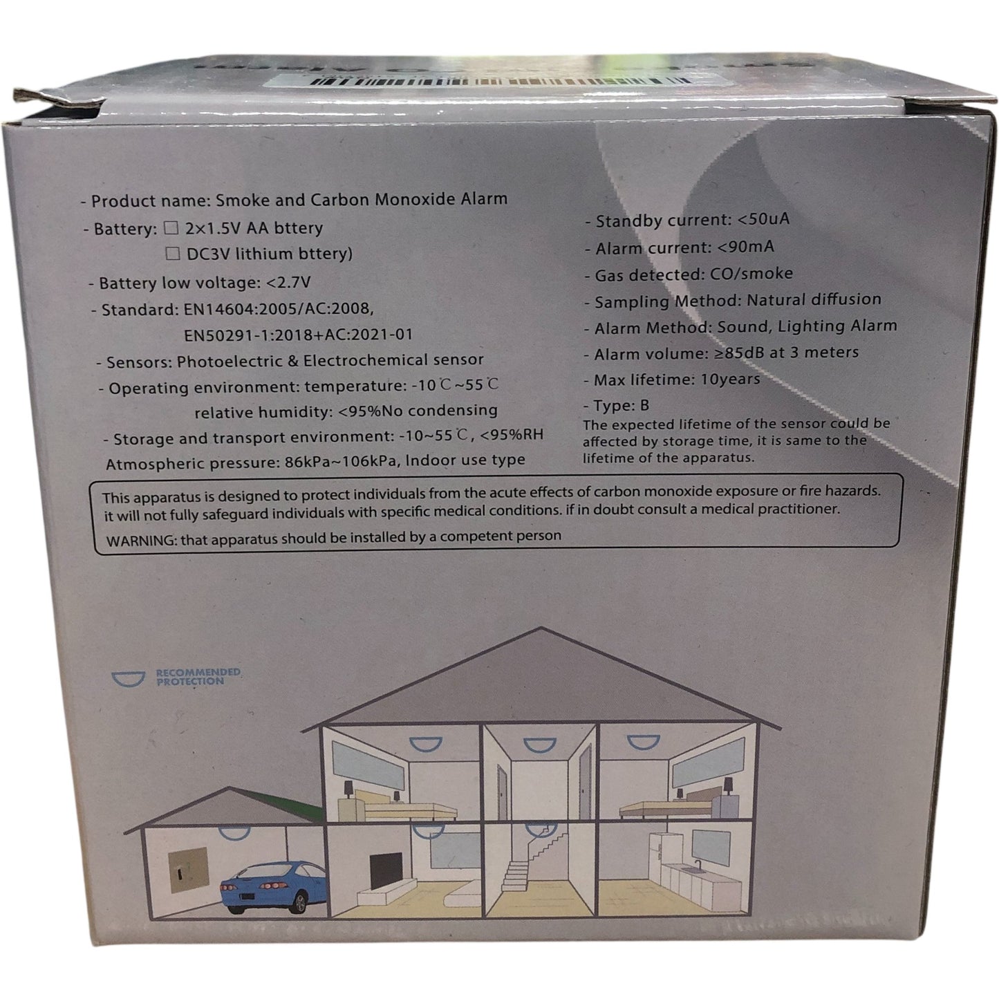 Smoke And CO Alarm JKD 515COM Battery Powered LCD Display 2 Pack