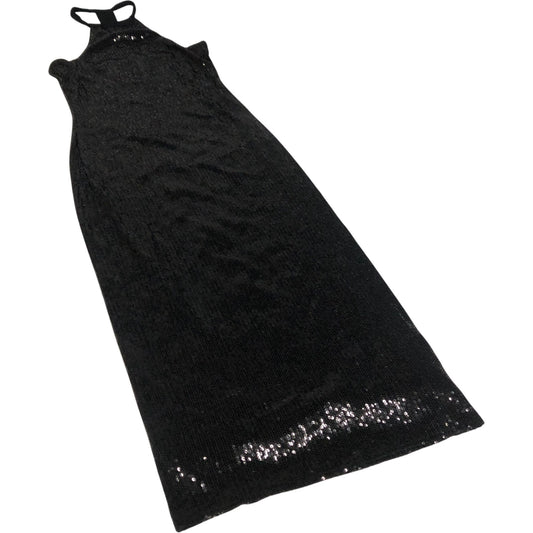 Black Halter Neck Sequin Maxi Dress Women's Evening Wear UK8