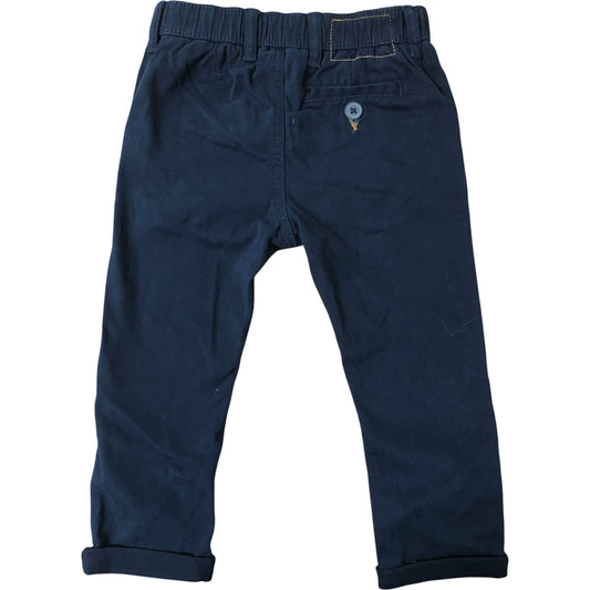 River Island Dark Blue Chinos Size 12-18 Months Baby Boy Trousers Rolled Hem