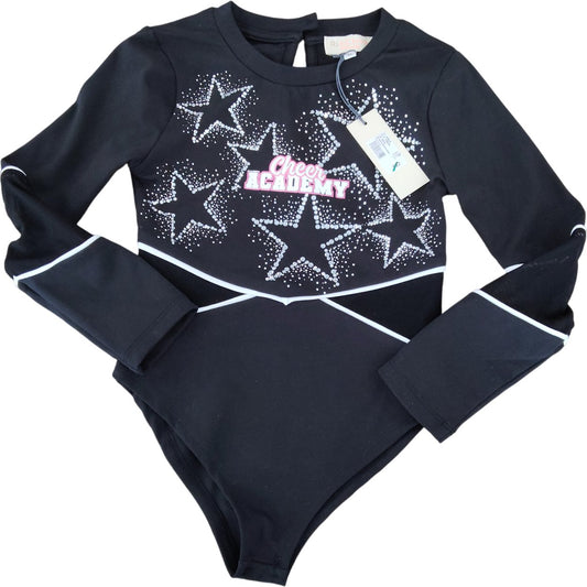 River Island Cheer Academy Long Sleeve Bodysuit 5-6 Years Girls Black Stars