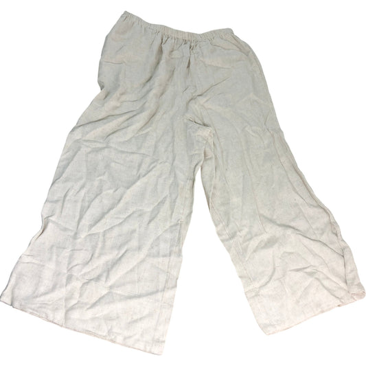 River Island UK M Unisex Linen Blend Wide Leg Trousers Natural Cream