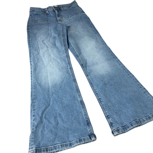 River Island Wide Leg Jeans Women's Blue Cotton Blend Summer Style UK10