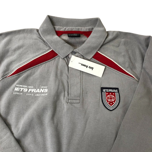IETS FRANS Pullover Collared Sweatshirt Grey Red Cotton XL