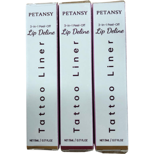 Petansy 3in1 Peel Off Lip Liner Lip Deline Tattoo Liner Set Dark Brown Wine Red