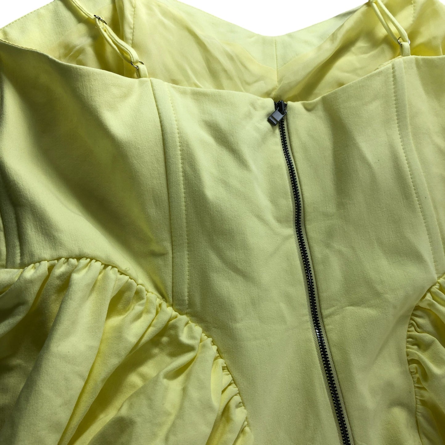 River Island Butter Yellow Volume Corset Detail Midi Dress - Size 18