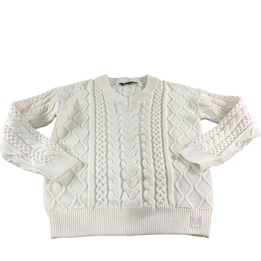 Crew Clothing Company V Neck Sweater Size 10 Women's Cream Cable Knit Style