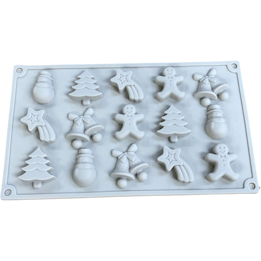 Christmas Silicone Mould Set 12 Cavity Seasonal Decorations Baking Tool