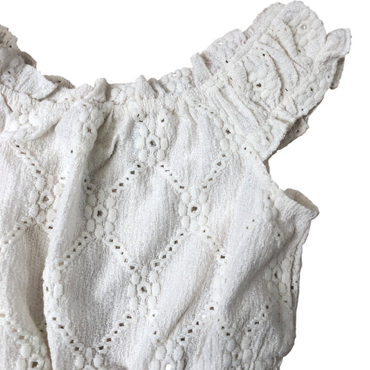 River Island Girls White Romper Dress 5-6 Years Cotton Ruffle Sleeves