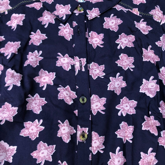 Long Sleeve Dress UK Size 6 Women's Viscose Navy Pink