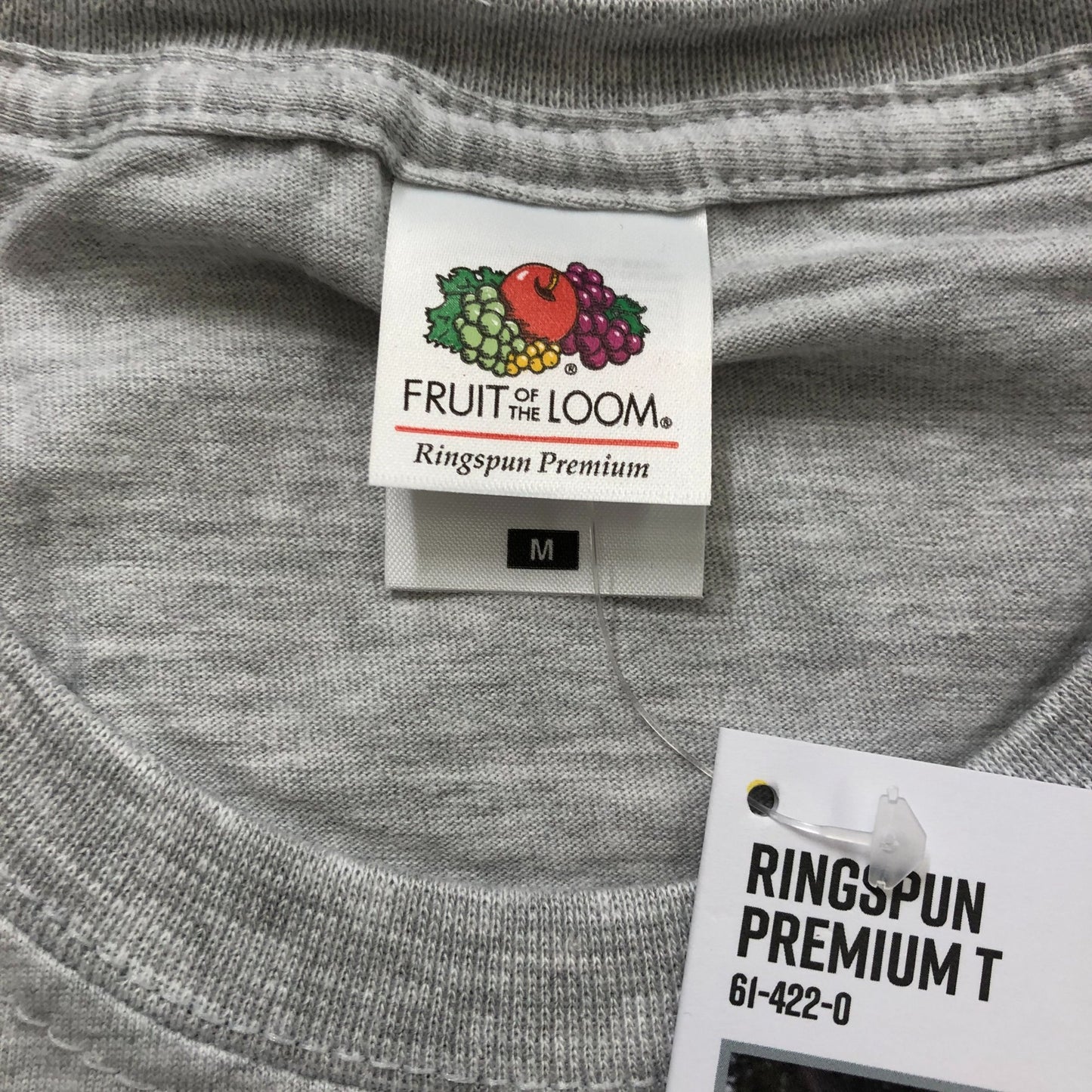Fruit Of The Loom Ringspun Premium T-Shirt M Men Heather Grey Short Sleeve