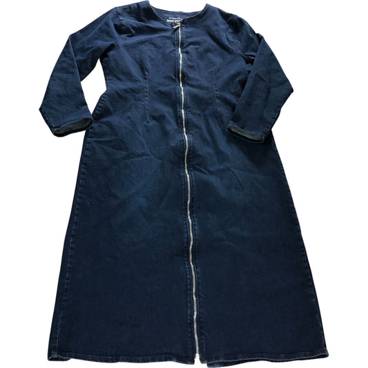 River Island Denim Dress UK18 Women's Long Sleeve Zip Up Ankle Length