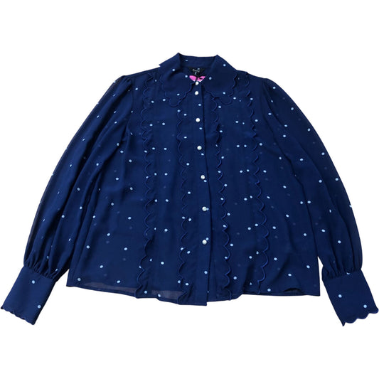River Island Navy Blue Spot Blouse Size 8