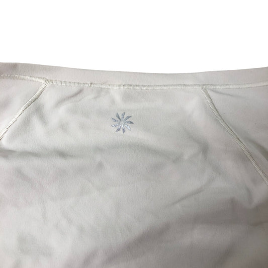 Athleta Women's Medium Scoop Neck Activewear Top Light Beige Short Sleeve