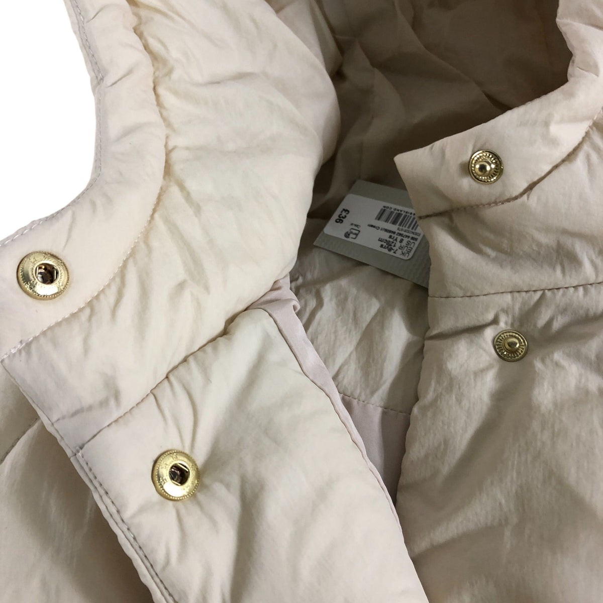 River Island Sleeveless Hooded Padded Vest UK7-8 Years Girls Quilted Cream