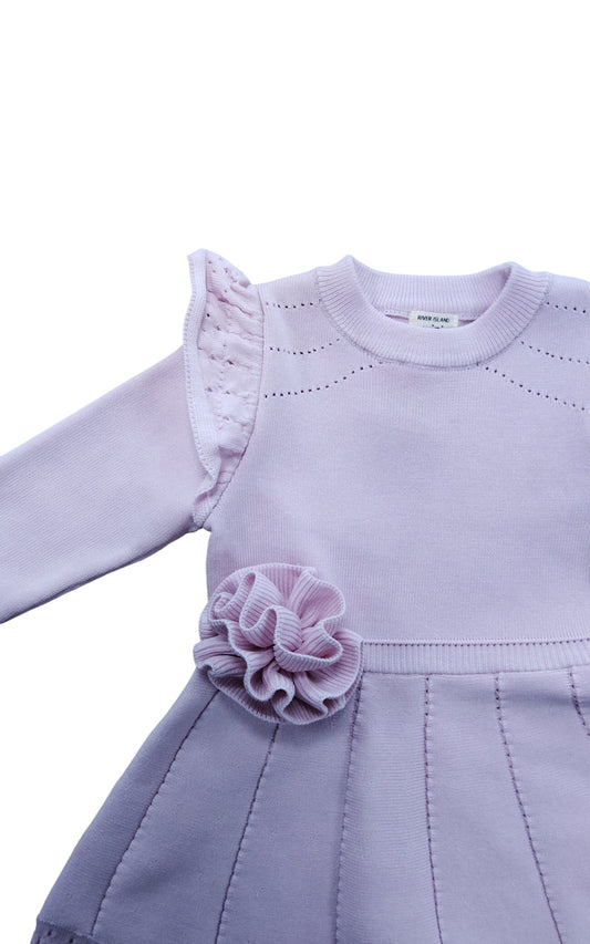 River Island Girls Pink Dress Age 12 Years Flower Detail Long Sleeve