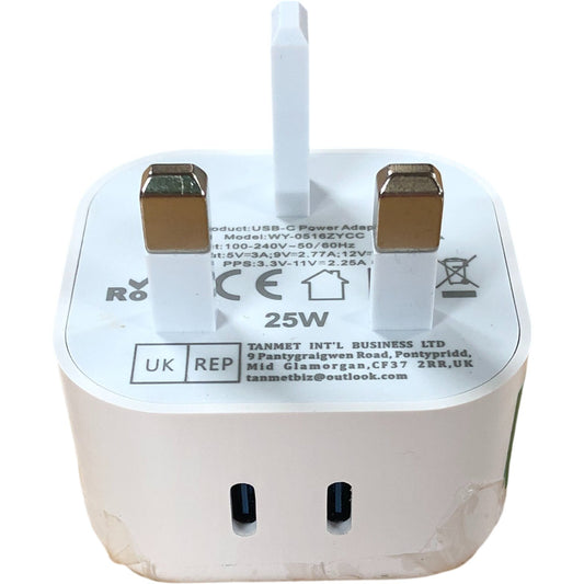 Dual Phone Fast Charger PD Plug and Lead 2M USB Type C White New For Samsung