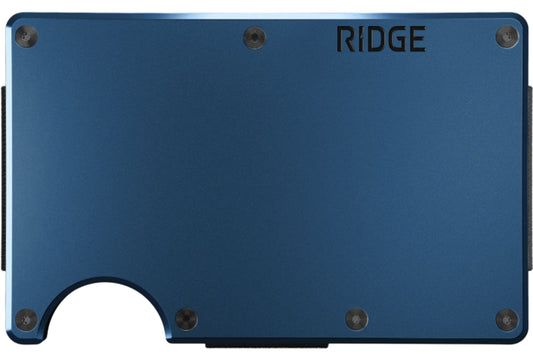 RIDGE Slim Wallet Men's RFID Blocking Minimalist Cardholder Blue Aluminium