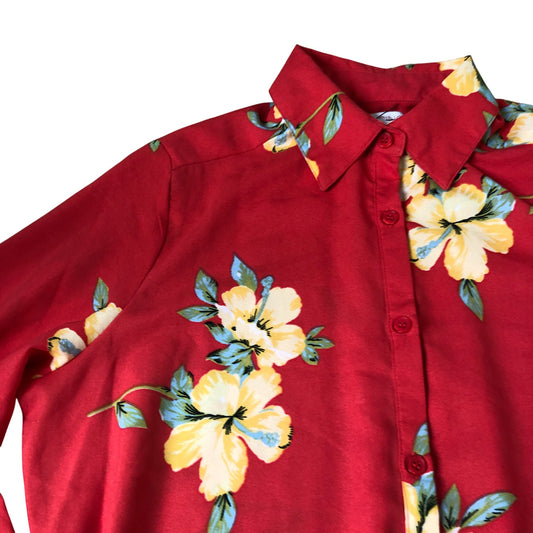Dancing Leopard Floral Shirt Dress Women's Red - Size 12
