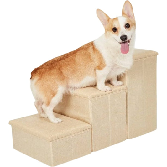 Pet Awesome Dog Steps Small And Medium Dog Stairs 27 Inch Beige Sturdy Design