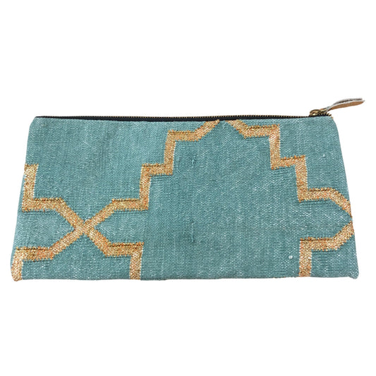 Decorative Clutch Bag Green Pattern Women Zippered Pouch Elegant Accessory