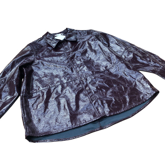 Shirt Women's Long Sleeve Burgundy Shiny Top UK16