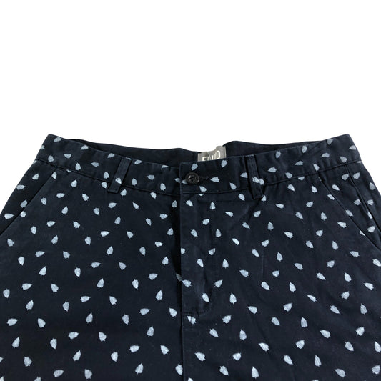 Fluid Men's Casual Shorts 100% Cotton Blue Leaf Pattern Medium