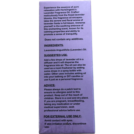 Herborganic Lavender Fragrance Oil 100ml 100% Percent Pure Organic