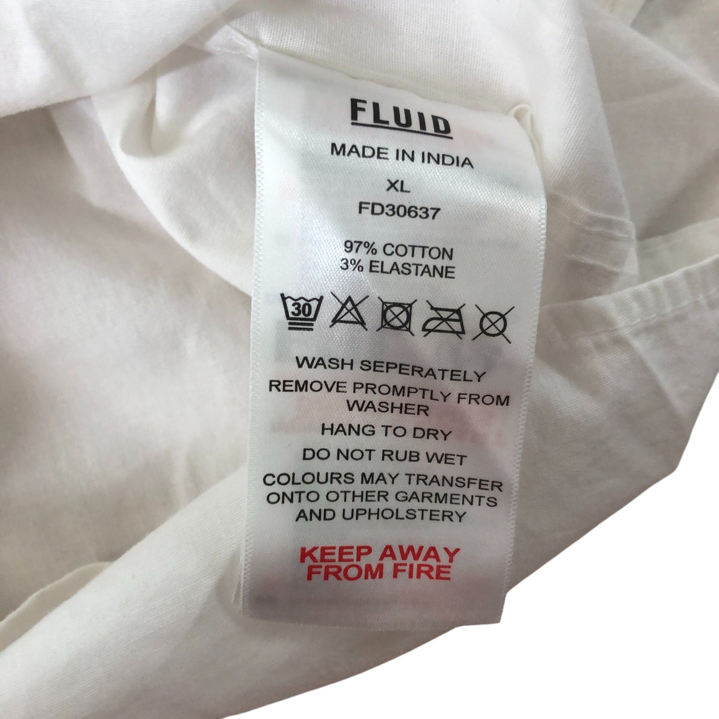 Fluid XL Short Sleeve Shirt Men Cotton Blend White Casual Top