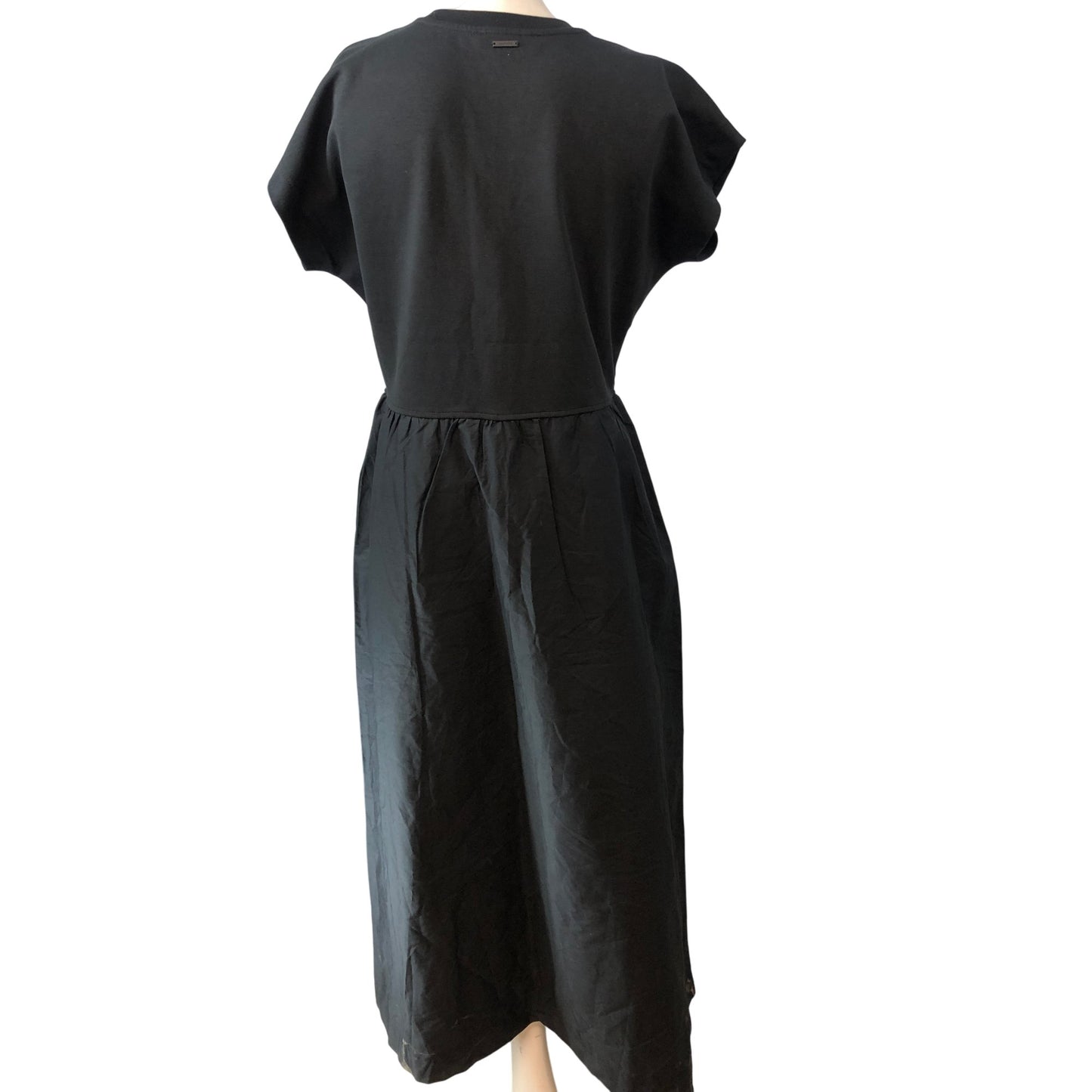 AllSaints Women's Black Midi Dress Size UK10 Elegant Flowing Design Cotton Blend