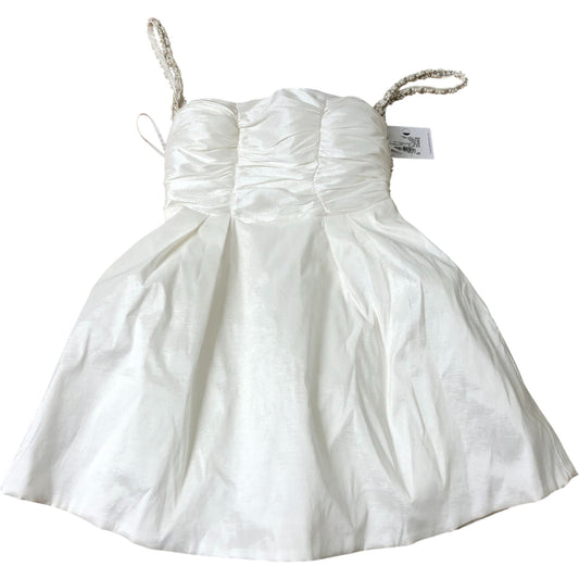 Jarlo Kiki Dress Women's Ivory Ruched Mini Dress with Beaded Straps Size 8