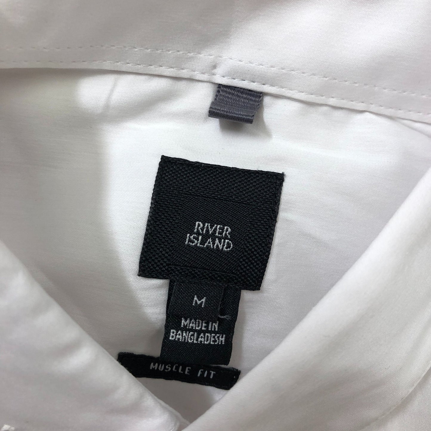 River Island Muscle Fit White Shirt Size M Men's Long Sleeve Smart Casual