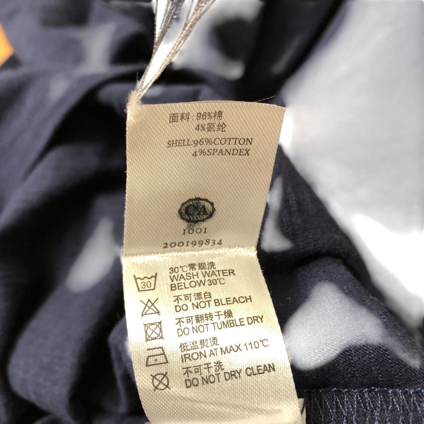 Long Sleeve V Neck Top UK Women's Navy Blue Cotton Blend UK6