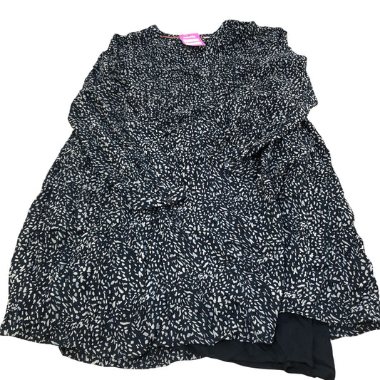 Tunic Dress UK14 Women's Black Patterned Viscose Detachable Lining