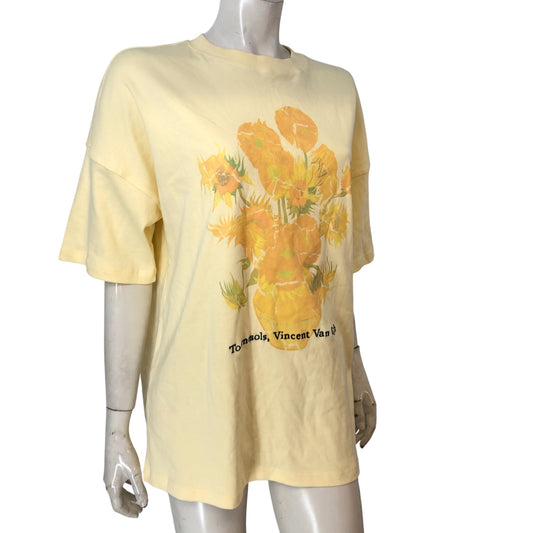 Apoh London Sunflowers T-Shirt UK10 Women's Cotton Relaxed Fit Yellow Top