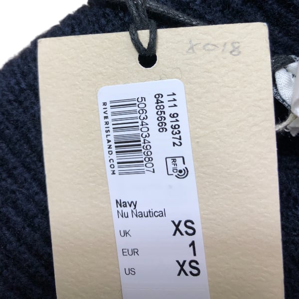 River Island Navy Ribbed Trousers XS Women's Comfortable Stretchy Fit