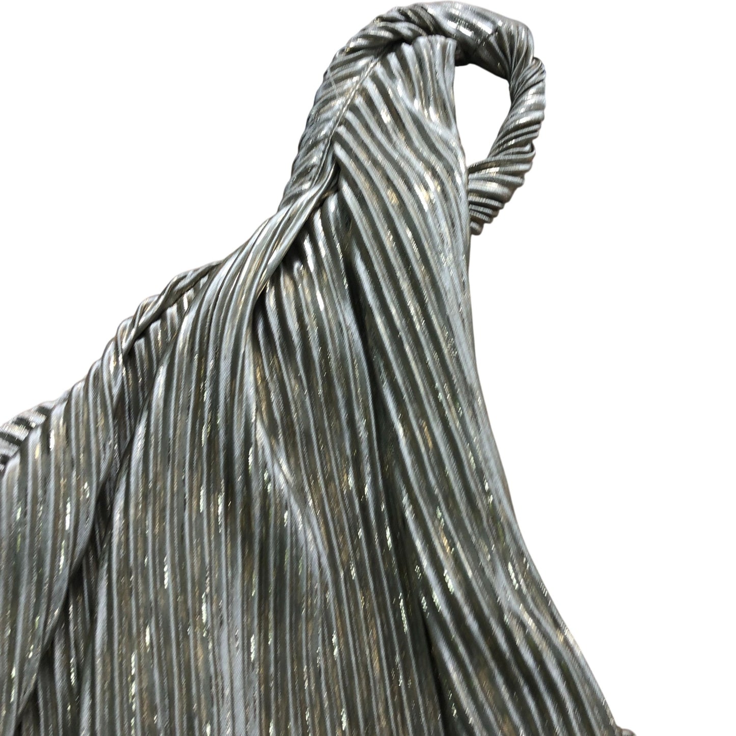 River Island One Shoulder Jumpsuit Pleated Gold Metallic Wide Leg Evening Small
