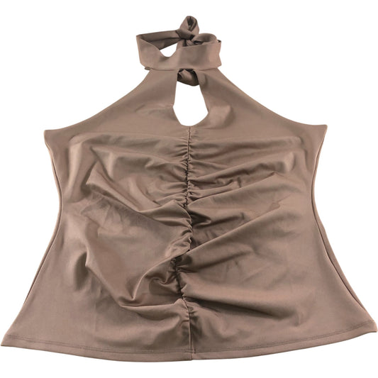 River Island Halter Neck Top UK16 Women's Ruched Brown